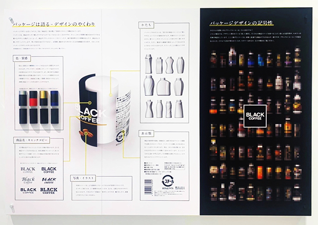 パッケージは語る——デザインのやくわり：パッケージの要素を分解して、分かりやすくデザインの役割を解説している。