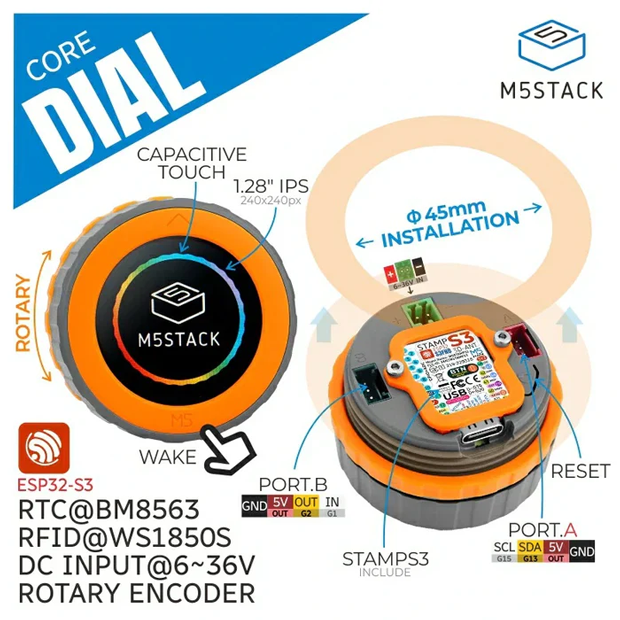 26位：M5Stack Dial ESP32S3 スマートロータリーノブ