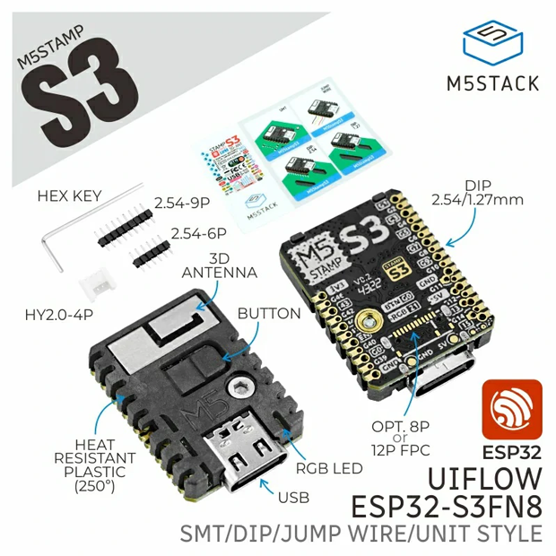 M5StampS3 製品に組み込むことを意図した、小さく拡張性の高いモデル。